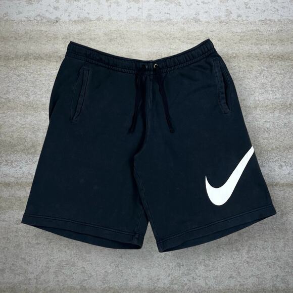 Nike Other - Vintage Y2K Nike Sweat Shorts Mens L Baggy Fit Jet Black White 10" Inseam Cotton